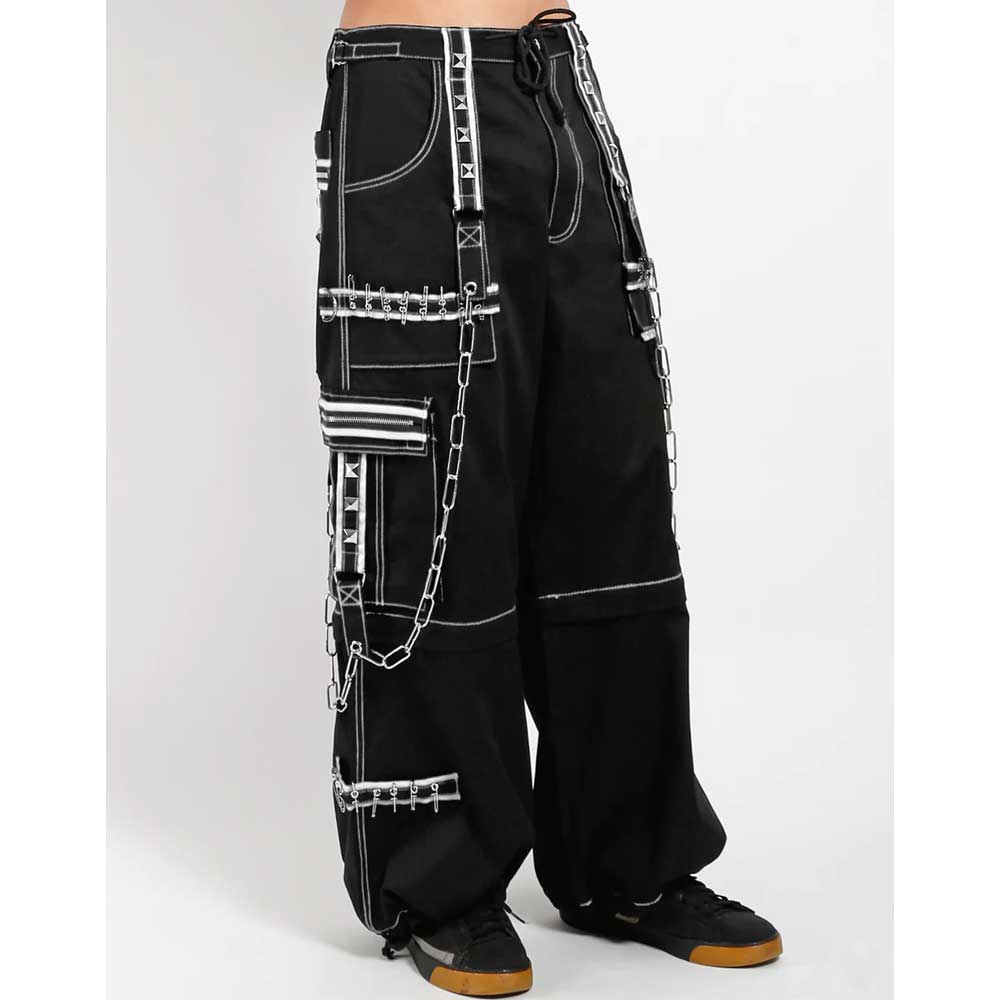 Tripp NYC Mens Gothic Punk Skull Black Red Super Wide Leg